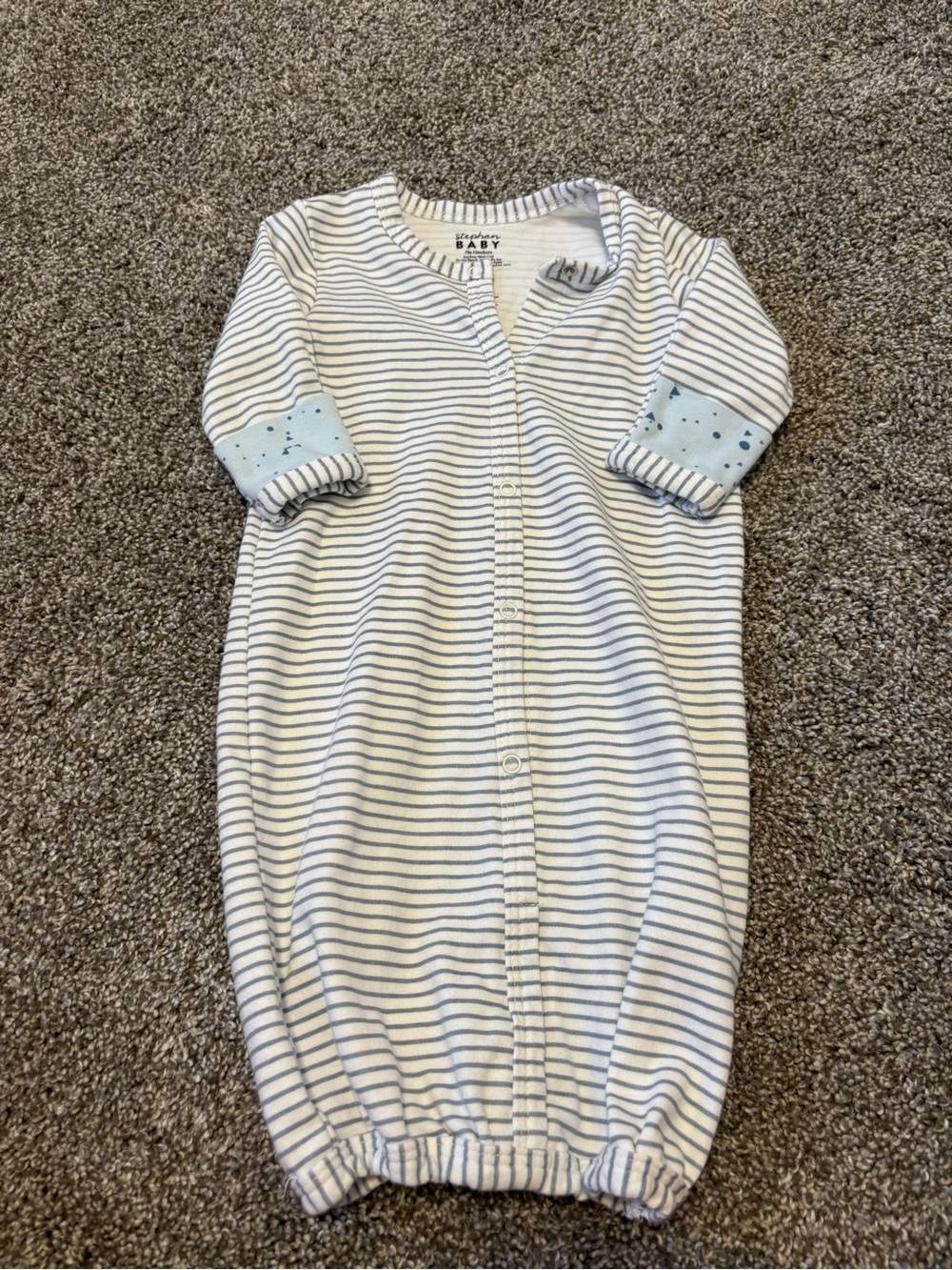 Striped White and Light Blue Baby Sleep Sack Gown